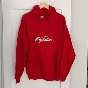 Enjoy Capitalism Ayn Rand red hooded sweatshirt